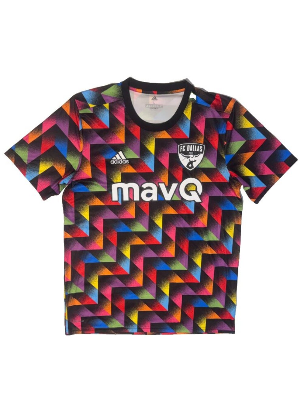 Adidas FC Dallas Jersey MAVQ Primegreen Short Sleeve MLS Rainbow Large